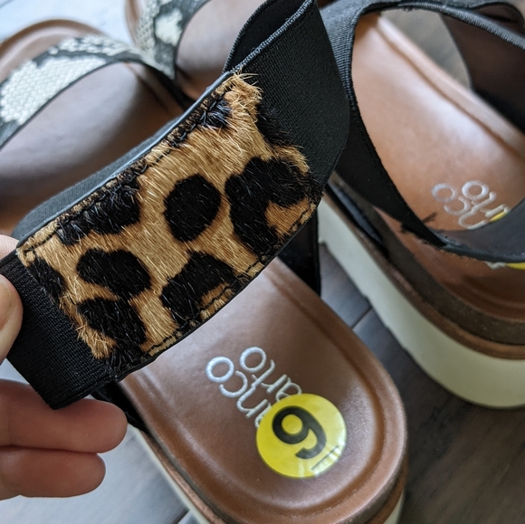 Franco Sarto Cowhide & Snake Print Platform Sandals - Picture 3 of 6